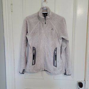 Adidas women's jacket soft plush fabric size medium light grey